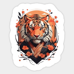 Floral Japanese tiger Sticker